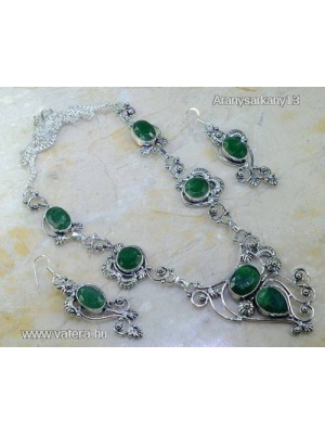 Smaragd köves 925 ezüst nyaklánc és fülbevaló szett << lejárt 391983