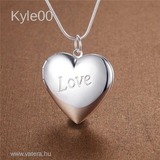 1 FT 925 Ezüst szív LOVE felirat minta női medál nyaklánc fénykép tartó << lejárt 993455