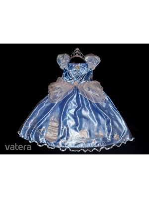 Disney Princess Cinderella, gyönyörű hosszú, csillámos kastélyos Hamupipőke jelmez +korona 110/116 << lejárt 752478