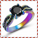 Gyönyörű titániummal bevont színjátszó onix kristály gyűrű 17,4 mm A legújabb modell << lejárt 143924