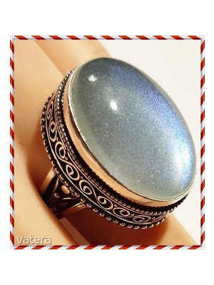 Gyönyörű metszett ezüst indiai kézzel készitett opál opalit 19.4 mm gyűrű << lejárt 644619