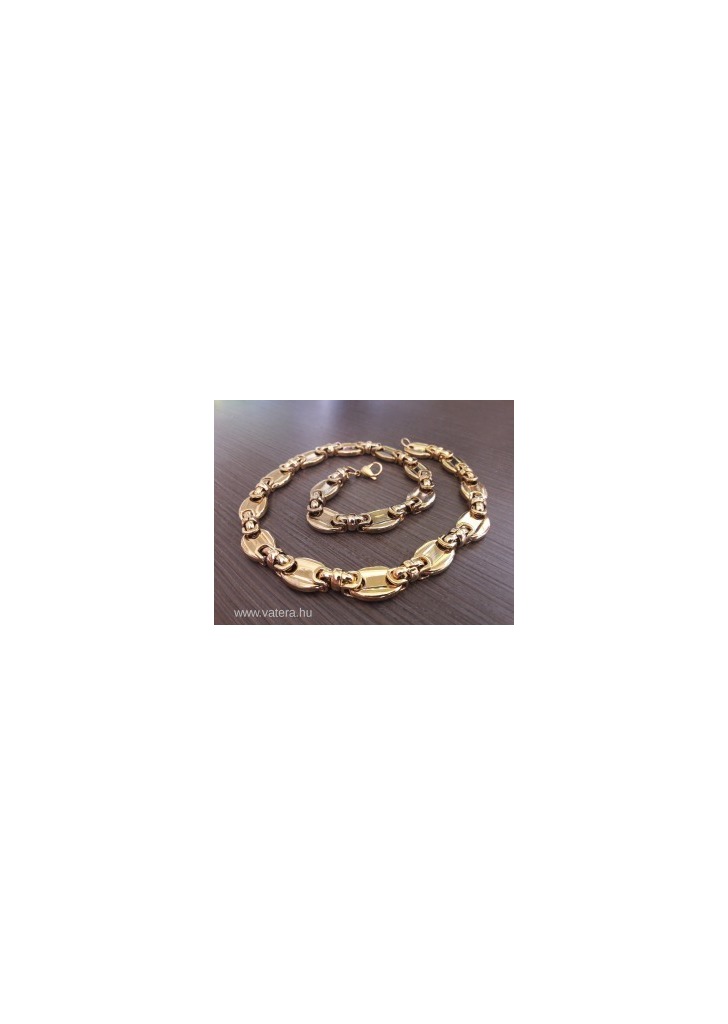 Nemesacél-orvosi fém barakka nyaklánc arany színben 62cm / 1,5cm